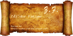 Zádor Fatime névjegykártya